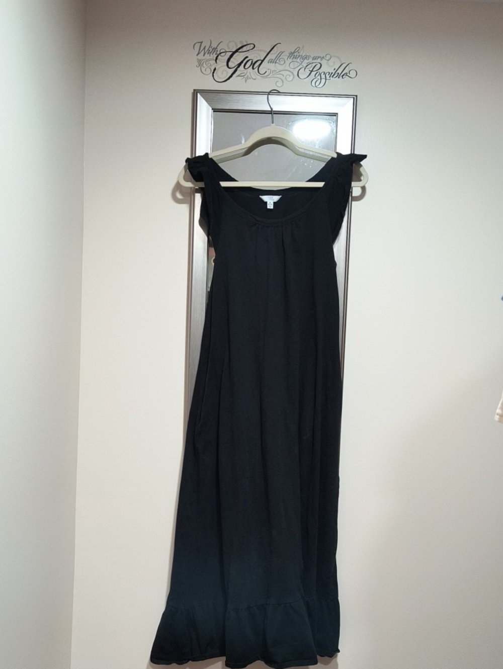 Time and Tru Black Ruffle-Hem Maxi Dress
